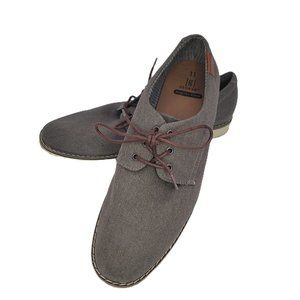 George Men's Casual Brownish Gray Memory Foam Laceup Canvas Oxford Shoes Size 11